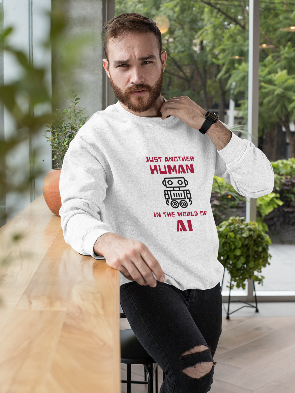 Mr. Human in AI Sweatshirt