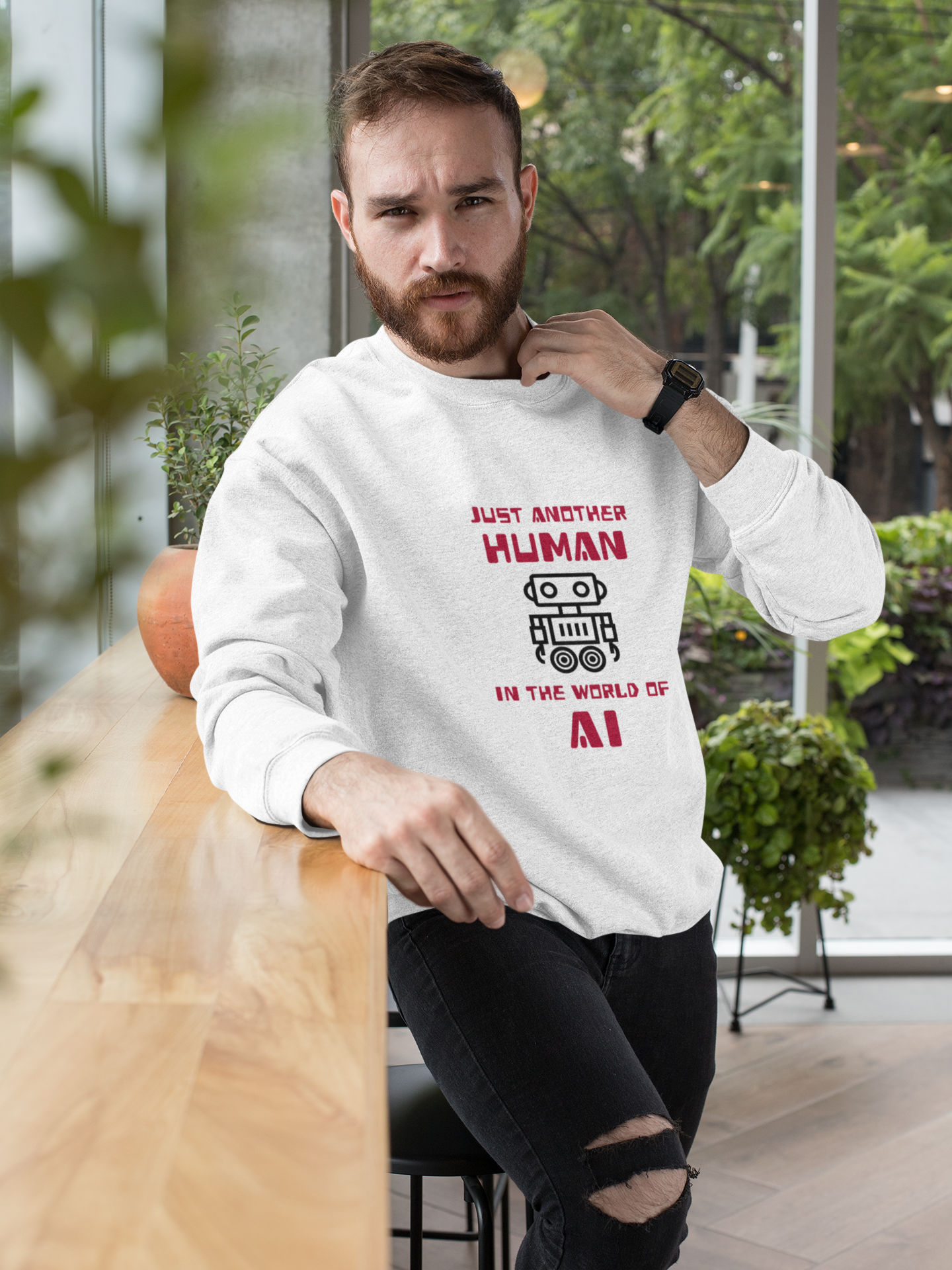Mr. Human in AI Sweatshirt